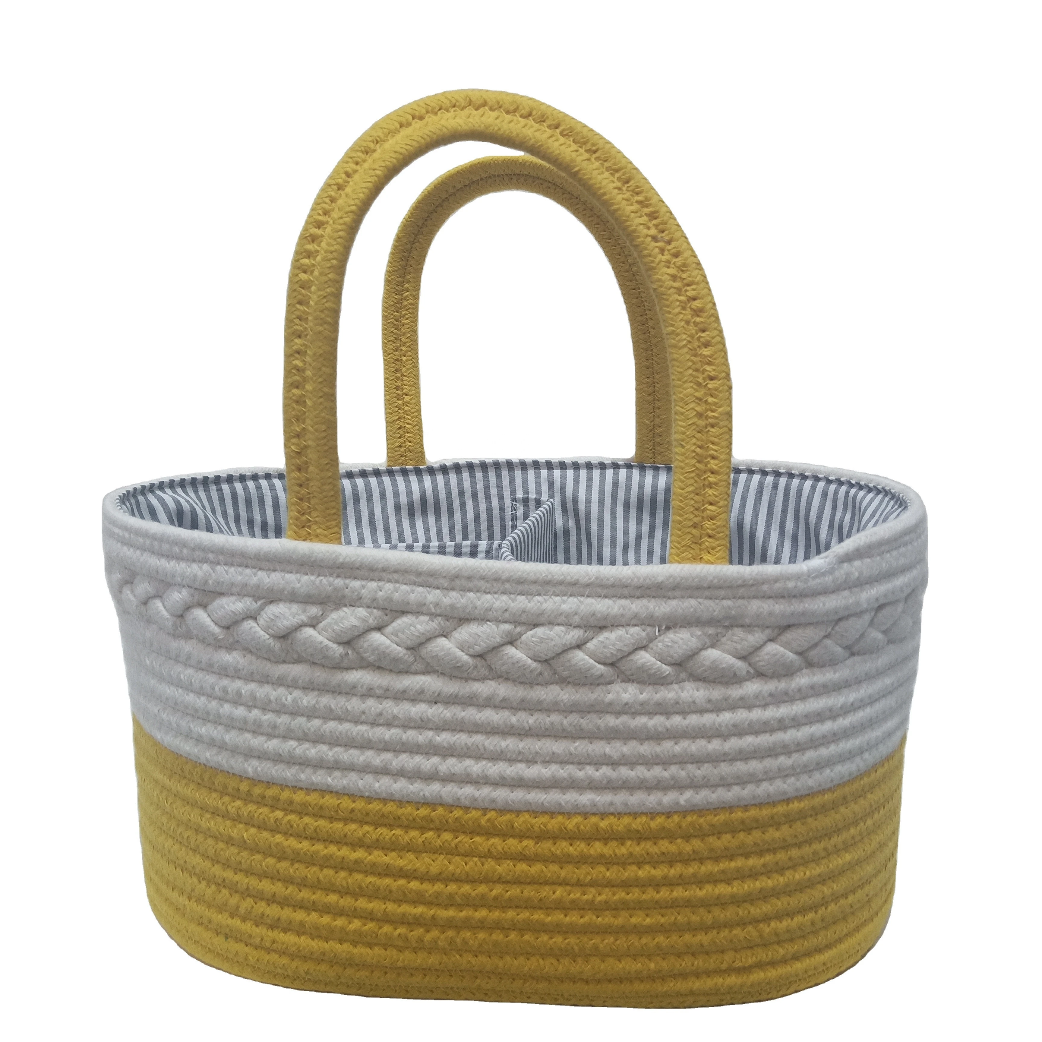 New Product Baby items portable Tote  Bags  Custom Design 100% Cotton Rope Diaper Basket