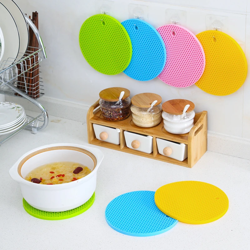 New products 18/14cm Round Heat Resistant Silicone Mat Drink Cup Coasters Non-slip Pot Holder Table Kitchen Accessories Placemat