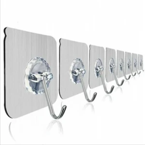New type heavy duty PVC waterproof brushed silver door key coat adhesive wall hooks hot selling various size curtain hook