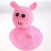 Newborn Baby Crochet Knitted Photography Props Cute Pink Pig Style Winter Cotton Baby Hat Outfits Baby Photo Shoot Props Costume