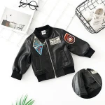 Newest Style Autumn Child's Leather Coat of Cheap Kids Boys Cardigan Jacket