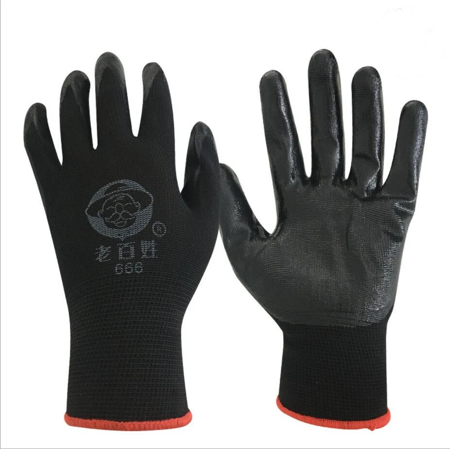 Nylon Knitted Blue Nitrile Safty Gloves Industrial Working Gloves  G-DJ0002