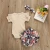 OEM Super Soft Pure Cotton Summer Custom Printed khaki color ribbed Baby girl Clothes 3pcs set baby romper set