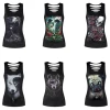 OEM wholesale Pattern digital printing black hollow womens back vest wicking breathable bottoming camisole for girl women