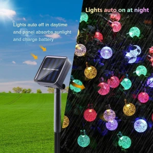 Outdoor Fairy 50LEDs Bubble Crystal Ball String Lights with2 Modes Christmas Decorative Lighting Ball Fairy Light-Colorful