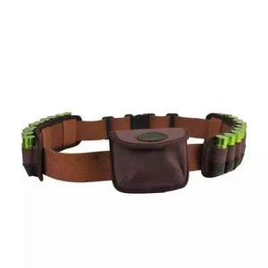 Outdoor hunting adjustable tan cow leather shotgun shell ammo cartridge belt