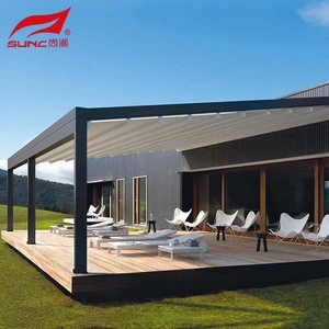 Outdoor PVC Fabric Metal Pergola Retractable Roof Awning Pergola Bioclimatic