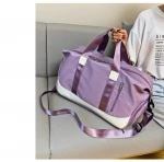 Outdoor Sport Gym Fitness Dry Wet Separation Stitching Design Unisex Messenger Shoulder Duffle Bag with Shoe Compartment