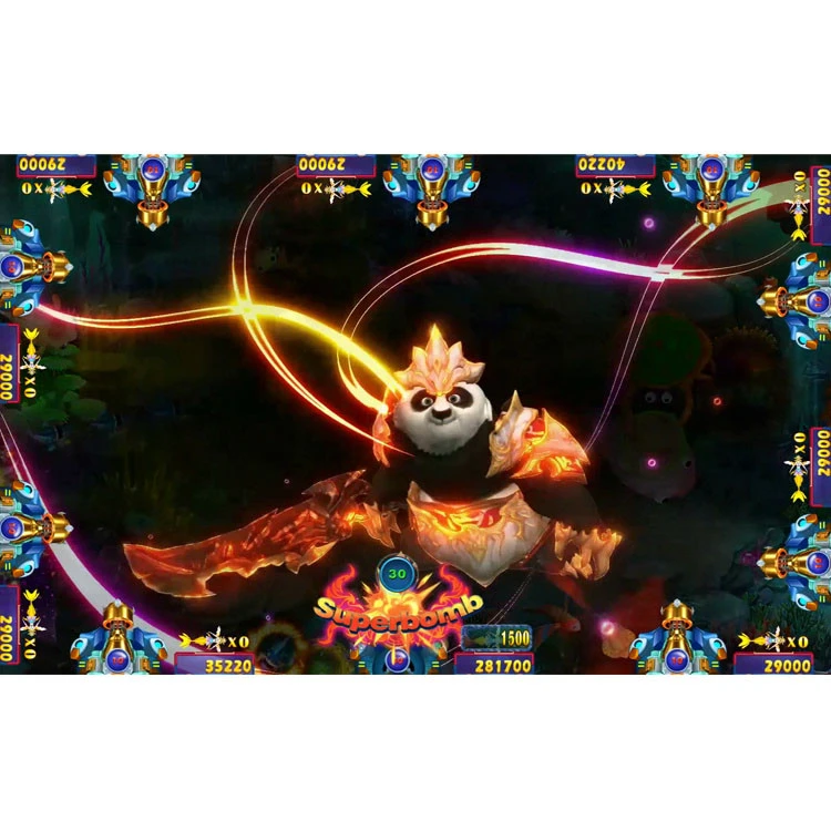 Panda  warriors shooting fish hunter skill arcade game table gambling machine kits