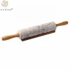 Pizza Rolling Pin Marble Stone Rolling Pin with Wood base for Baking