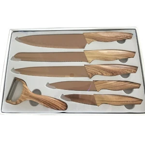 PK60326 rose gold plated of blade 6pcs kitchen knife set
