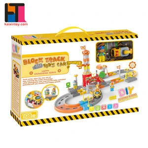 plastic building blocks series track toys assemble slot cars funny electric train set for wholesale