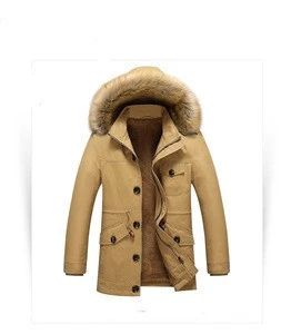 Plus size Detachable fur collar cotton padded jacket thick fleece warm mens winter jacket