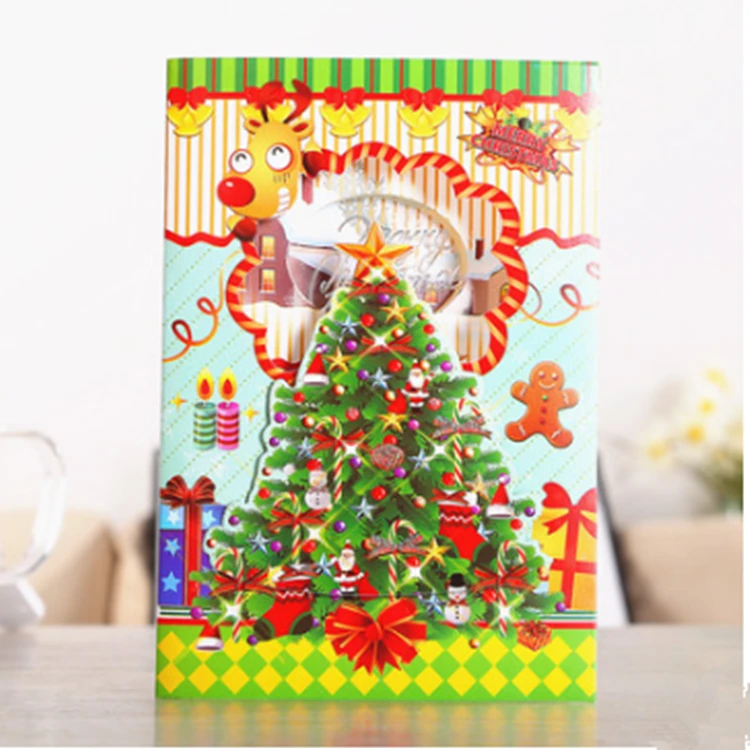 Popular creative hollow-out 3d Christmas music greeting cards for children Christmas greeting cards