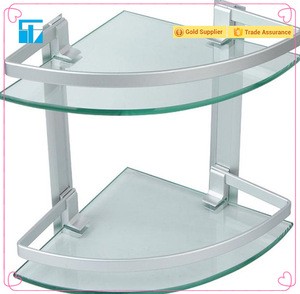 Popular Style High Quality Aluminum Wall Mounted Bathroom Glass Corner Shelf