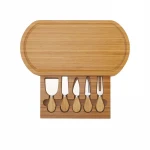 Premium Rectangle Bamboo Cheese  Cutting Board Set Tray with Knife Slide Out Drawer Cheese tool sets