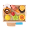 Pretend play food set kids wooden cutting vegetable toy for children