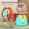 Pretend play toys shoulder bag playset with Glasses, Pudding,Doughnuts,icecreams and Cupcake toys for child-Coffee 33PCS