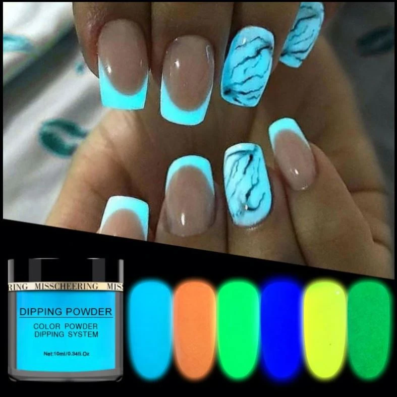 Private Label luminous pigment acrylic nail powder dipping &acrylic&glow in dark