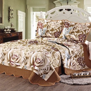 Professional 3D Flower Printed Home Textiles Chenille Bedspread