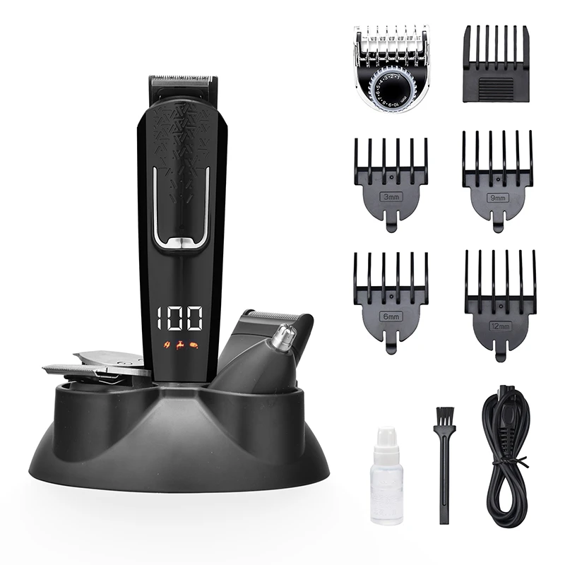 Professional hair clippers electric cordless rechargeable hair clipper grooming kits for 5 in 1 Mens Grooming set
