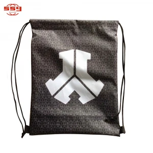 Promotional Logo Printed Folding Sport Backpack Drawstring Bag Pull String Bags