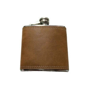 Promotional Stainless Steel Hip Flask With PU Leather Cover