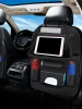 PU Leather Multifunction Back Car Seat Organizer With Foldable Shelf