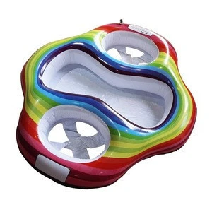 Rainbow Inflatable Baby Twins Pool Float Double Seat Swimming Ring