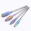 Rainbow Tungsten Carbide Nail Drill Bit 3 / 32 " Foot Cuticle Clean Burr Bits For Manicure Accessories colorful steel