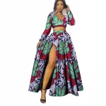 ready to ship african women summer crop top  long sleeves with long split skirt dress africa dresses for women