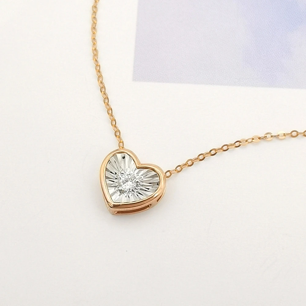 Real Diamond Pendant Heart Necklace Jewelry Necklace Women Clover Jewelry Wholesale China 18k Yellow Gold Chain Necklaces 2 Pcs