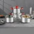 Import Red handle cookware set wholesale soup deep pot stainless steel cooking pot with glass lid from China