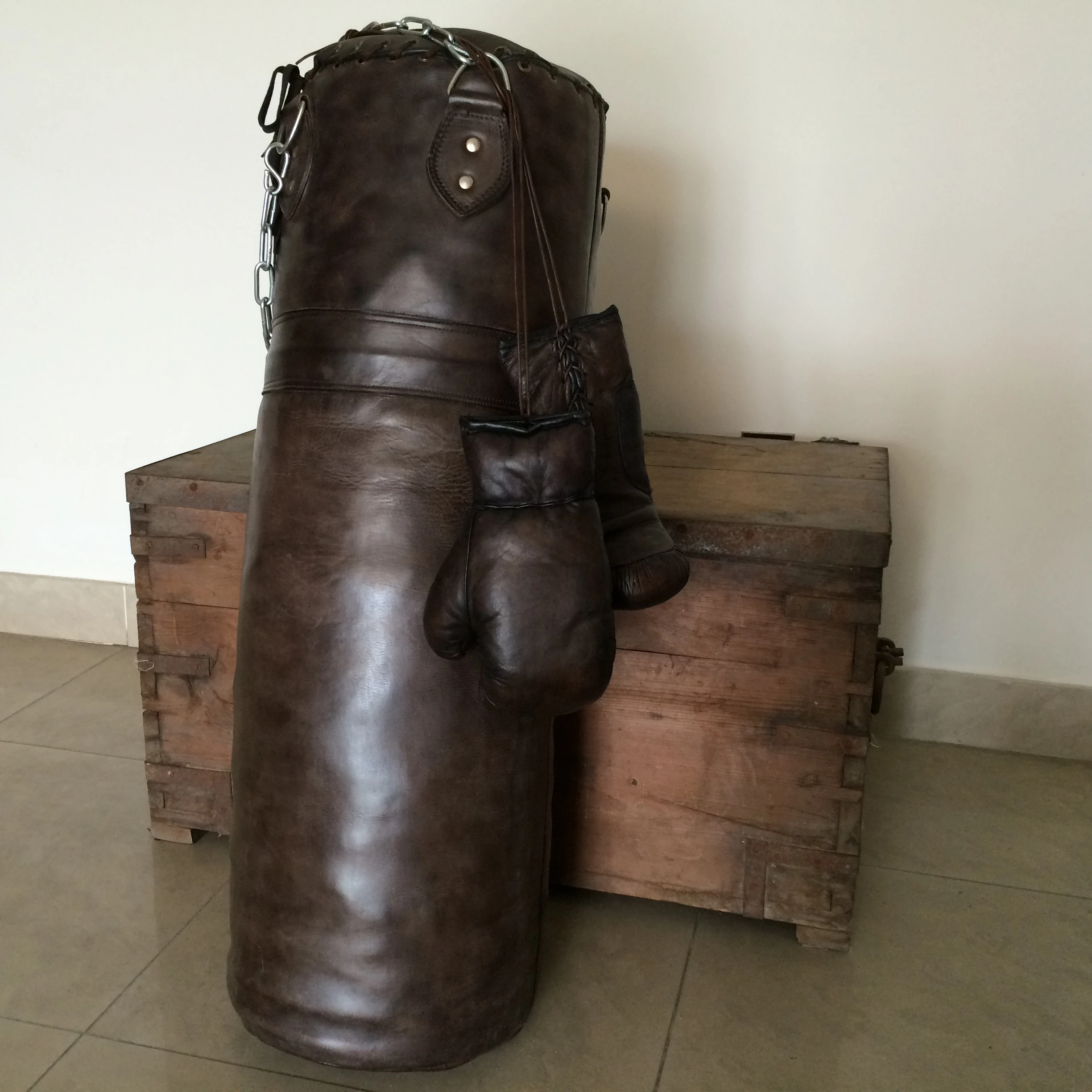 Retro Boxing Dark Brown Punch Bag | Vintage Classic Antique Model | 100% Cow Leather | MMA Gym Fitness Training Professional