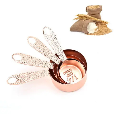 Rose Golden Color Kitchen Baking Tools For 4Pcs 250ML Stainless Steel Measuring Cup Set
