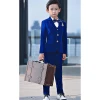 Royal Blue Velvet Kids Formal Wear Suit Children Attire Wedding Blazer Boy Birthday Party Business Suit Three Piece jacket pants