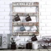 Rustic wall Mounted home decor kitchen display Rack Wood Mug Holder