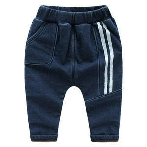 S11704B Baby Boys Clothing 2018 High Quality Thicken Winter Warm Cashmere Jeans Children Pants Boys Wild Little Feet Pants Jeans