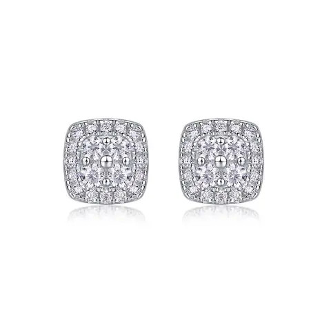 S925 Silver Moissanite Stud Earrings - 18K Gold Plated Minimalist Silver Jewelry for Wholesale