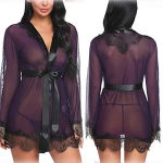 Satin Kimono Robes for Women Silky Sleepwear with Lace Trim Nightgown Short Pure Color Bathrobes