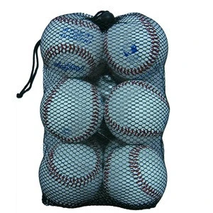 simple cheap  9&quot;*12pcs baseballs  net mesh  bag pouch with drawstring