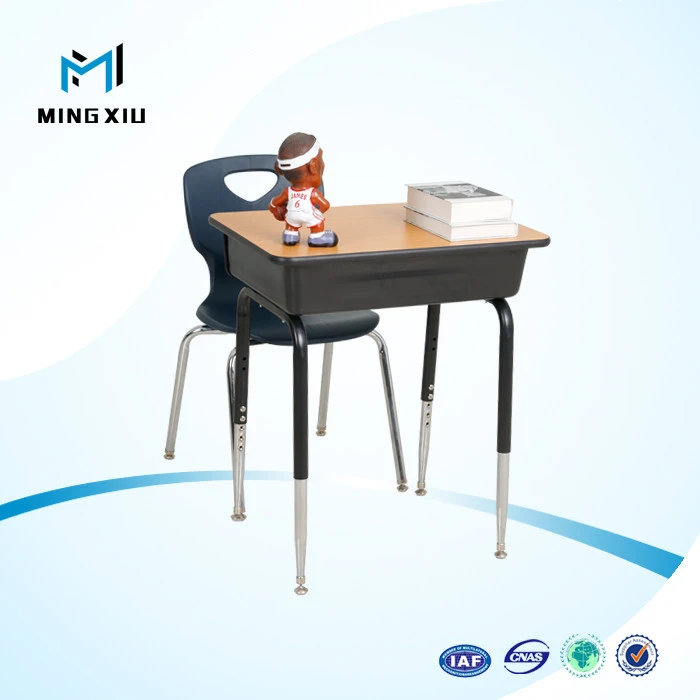 Single-seater student desk school furniture / student school desk and chair set