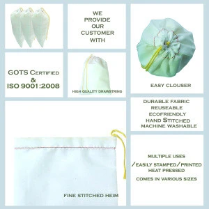 Size : 10&quot; X 12&quot; inches Thin Cotton, Yellow Single Drawstring, Premium Quality Muslin produce Part or tool Bags