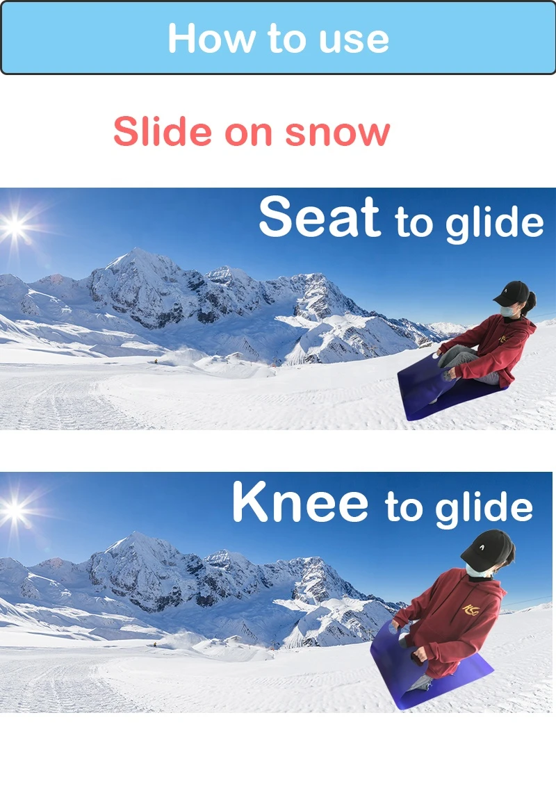 Sled Adults Snowboard Ski Roll Up Snow Sled Winter Sports Lightweight Snow Toboggan