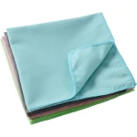 Soft Good Water Absorption Blue Green Car Towel Microfiber Fiber Glass Cleaning Cloth With Logo