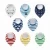 Import Soft Reusable Washable 8Pcs/Set Cotton Fleece Funny Super Absorbent 2 Nickel-free Snaps Adjustable Drool Triangle Baby Bibs from China