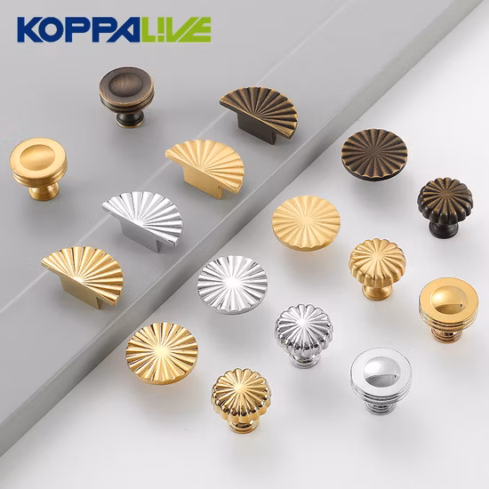 Koppalive Copper Cupboard Handles Shiny Gold Furniture Brass Kitchen Cabinet Drawer Knob