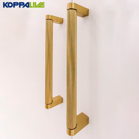 Koppalive Luxury Matte Gold Solid Brass Furniture Appliance Pulls Handles D Bar Wardrobe Kitchen Cabinet Knurled Handles