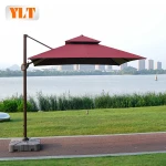Square cantilever aluminium alloy beach umbrella garden rattan furniture pagoda patio umbrella