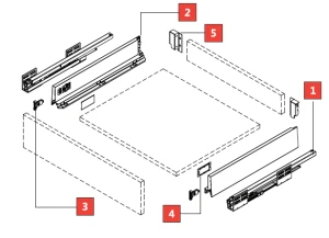 SQUAREBOX Metal Drawer Systems Soft Close Kitchen Slim Box Slide Set LB82B